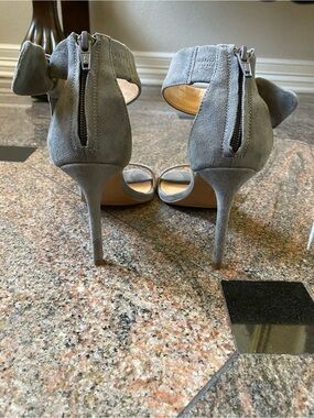 Banana Republic Grey Suede High Heel Sandals with Back Zip, Size 7